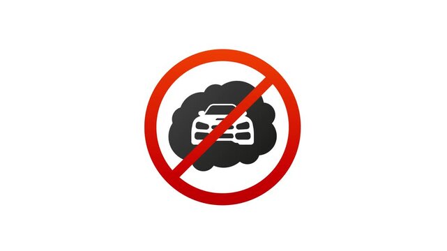 Animated no idling or engine off sign animation
