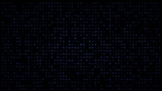 Blue Technology Animation Background With Random Alphanumeric Characters Matrix Style Effect