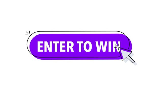 Enter to win button with cursor clicking on white background and green screen