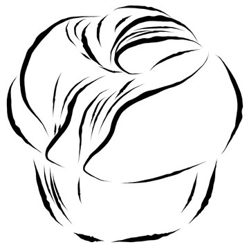 Brioche Bread Line Art Illustration