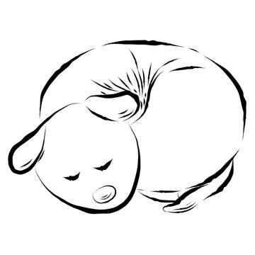 Cute Dog Shaped Bread Line Art Illustration