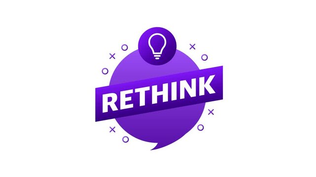 Rethink purple banner idea speech bubble animation