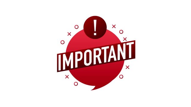 Important announcement motion graphic animation with speech bubble