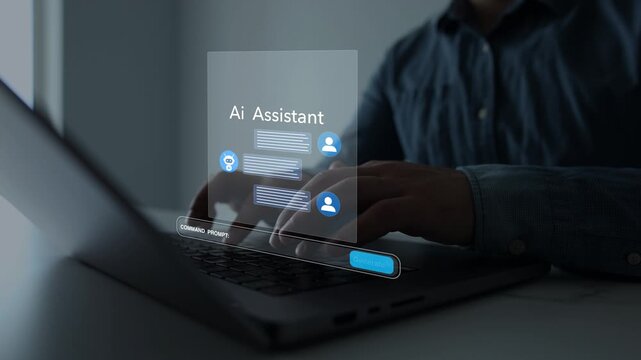 Online support Chatbot conversation. Ai assistant support chat. Virtual assistant, artificial intelligence bot software automation technology.Customer person using chat service to get support.	
