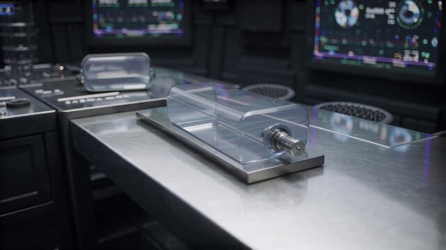 Futuristische Laborstation mit irisierender Fl&uuml;ssigkeit
