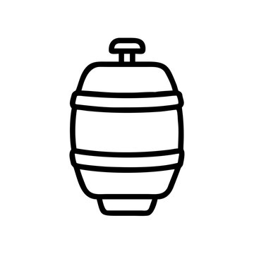 beer keg line icon, metal brewery barrel symbol for pub, draft beer and bar concept, outline vector design