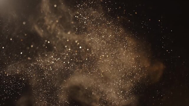 Sparkling Particles in Dark Night Scene Floating at Slow Motion