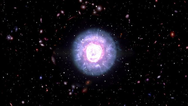 Massive Supernova Star Explosion Creating White Dwarf And The Lion Nebula In The Deep Space Universe