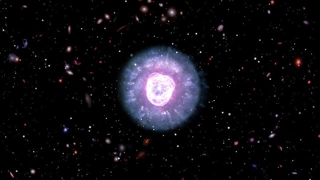 Supernova Star Explosion Creating A White Dwarf And The Lion Nebula In The Deep Space Universe