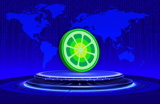 limewire-lmwr virtual currency images on digital background. 3d illustration
