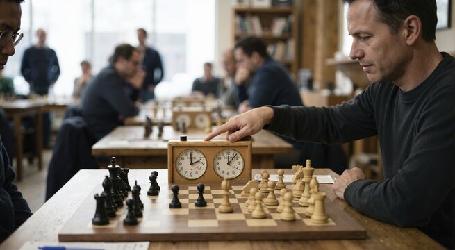 Button on dual chess timer. Tabletop games and leisure activities