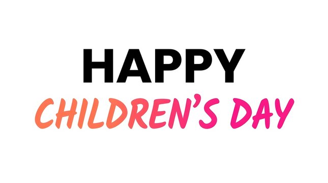  Happy Children&rsquo;s Day Greeting Text in Black and Coral Typography on White Background