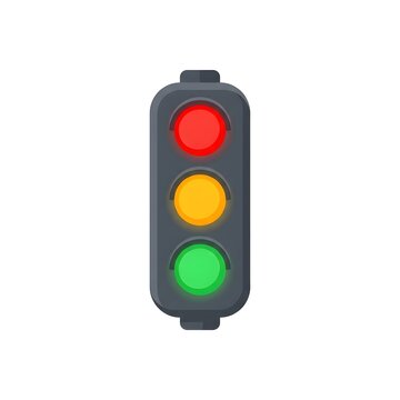 Vertical traffic light isolated on white background with traffic signal stop light road sign traffic control street signal