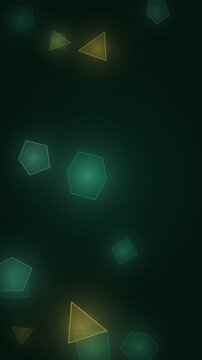 Mint floating geometric shard background on a dark backdrop, angular crystal shards turning slowly in weightless depth, slow seamless loop, no text and no numbers, abstract technology motion