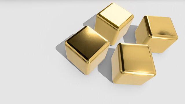 3d gold cubes with shadow