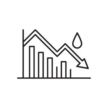 Graphic illustration showing decline with water drop symbol