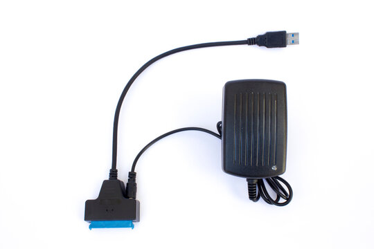 External hard drive connection kit with power brick and SATA to USB adapter cable