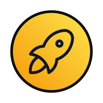 Yellow rocket icon isolated on transparent background for business