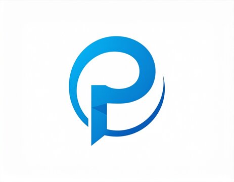 Modern blue letter P logo design with overlapping shapes. Minimalist corporate branding icon isolated on white background.
