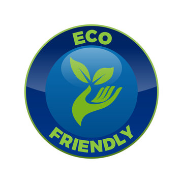 Eco friendly green concept button transparent background