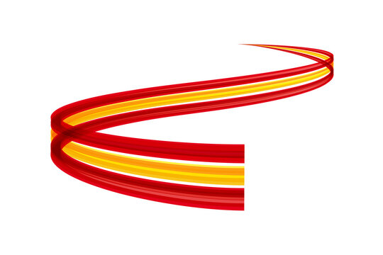 Spanish flag colors swirling ribbon on transparent background