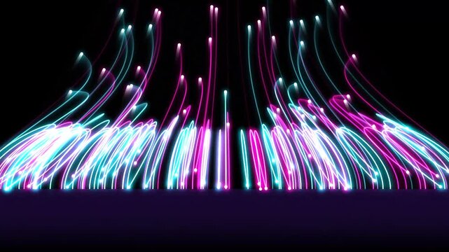 Dynamic light trails a vibrant abstract display of neon colors and energetic movement in darkness