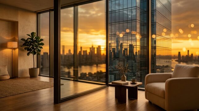 Skyscraper Window Reflecting Sunset