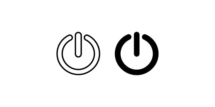 Two power button symbols one outlined and one solid black for on off or start stop functions.