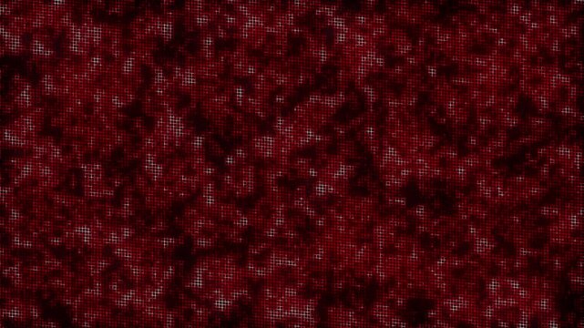 Red digital grid background with glowing pixel texture and futuristic technology pattern