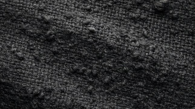 Luxury Dark Charcoal Gray Silk Bourette Fabric Texture with Raw Slub Woven Detail for Elegant Textile Design Background.