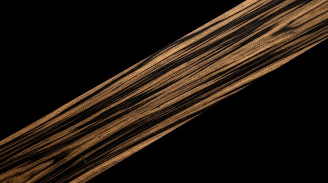 Luxury exotic Macassar ebony wood grain texture with natural brown and black stripes pattern on dark background