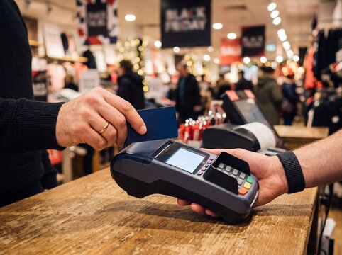 Customer Making Payment In A Store With Card