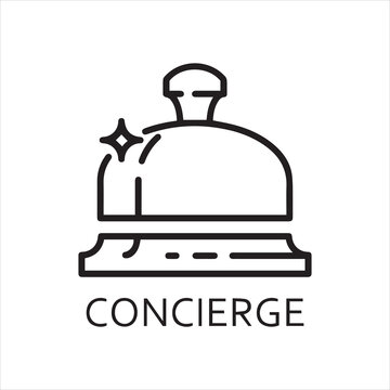 Simple black icon of bell concierge drawn in outline style