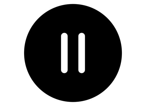 Black circle pause button icon for media playback control isolated on background