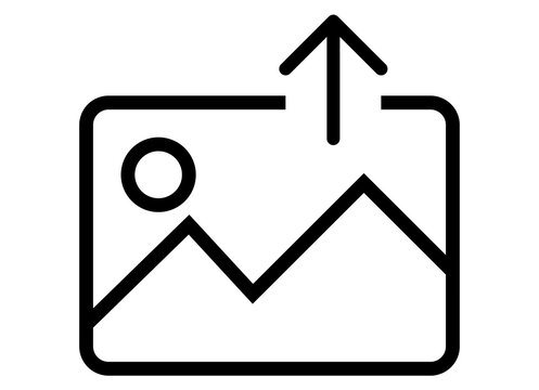 Upload image photo icon representing media import and picture send isolated on background