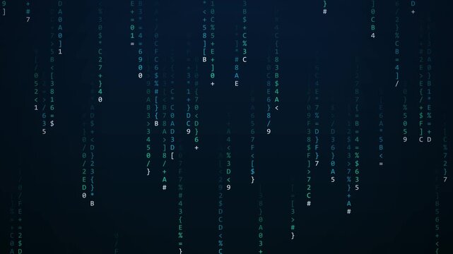 Ocean Blue Digital Code Rain, Seamless Loop Animated Background 4K
