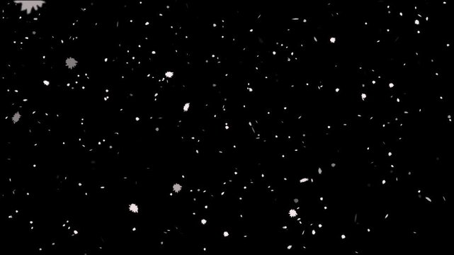 Background animation snow falling  winter snow loop alpha channel animation black background 