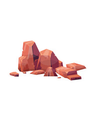 Vector illustration of a pile of red rocks and stones isolated on white background © thipphakone