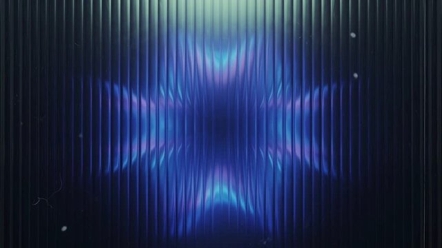 Abstract light pattern pulse through ribbed digital surface