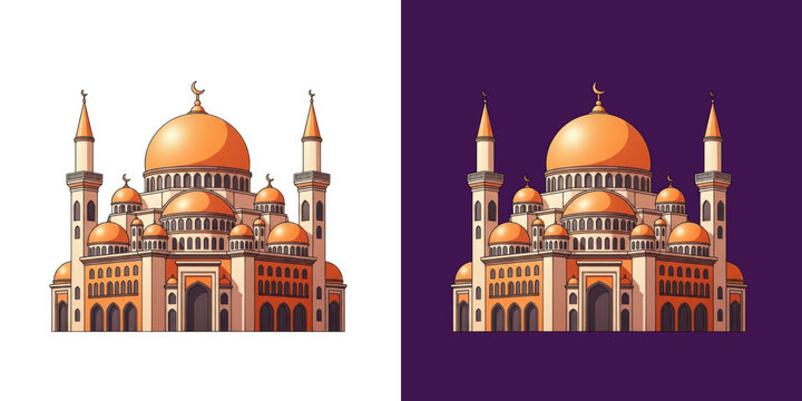 Beautiful orange mosque architecture building art graphic design transparent png
