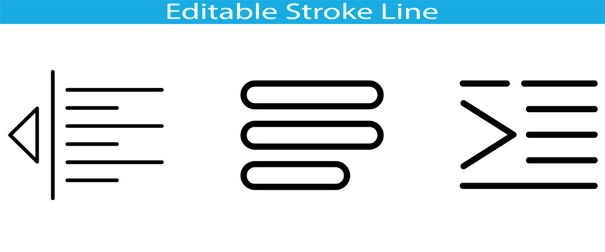 Text alignment and sidebar menu layout linear icons set