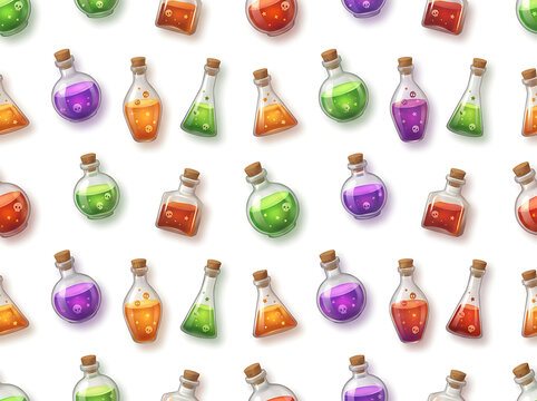 Assorted magic potion bottles for halloween celebration event