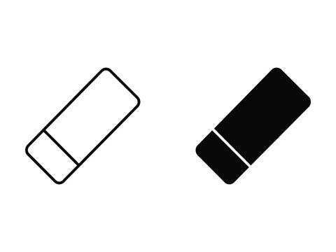 Eraser icons, black and white illustration