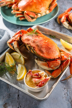 Platter of King Crabs with Butter and Lemon