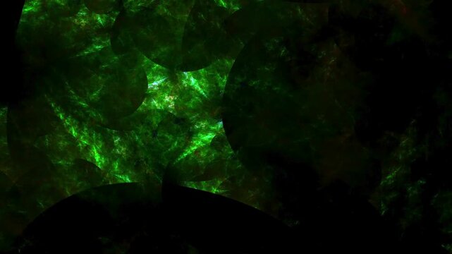 Dark green forest fireflies particle glow background