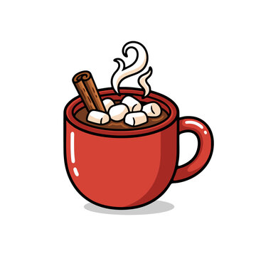 Hot Chocolate Cocoa Mug with Marshmallows and Cinnamon
