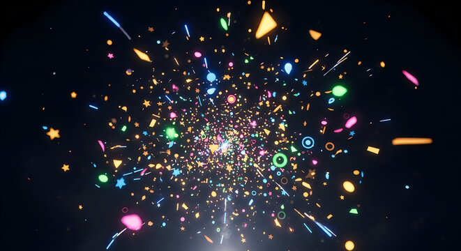 A stunning night sky display featuring vibrant colorful fireworks celebrating a joyful national day festive public event