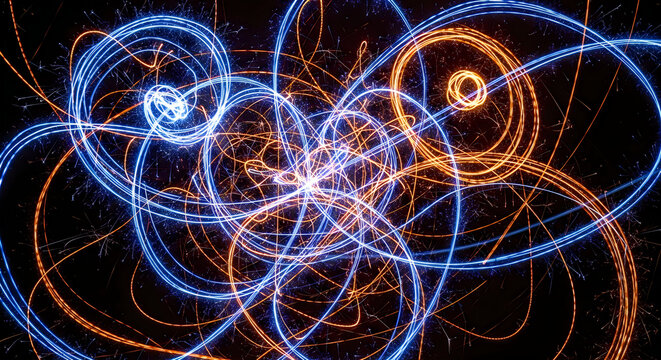 Abstract light trails creating vibrant circular patterns suitable for a modern national day celebration background design concept
