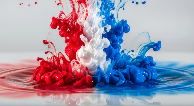 Abstract red white and blue ink splashes perfect for celebrating a patriotic national day holiday event