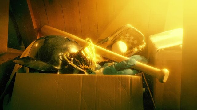 Childhood Box In Attic In Sun Glow
